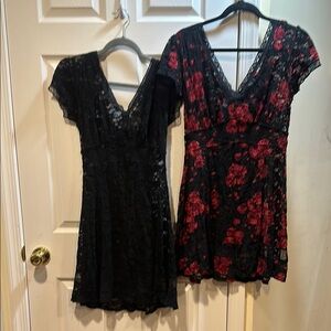 ROYAL BONES By Tripp Black & Floral Lace Dress Slips